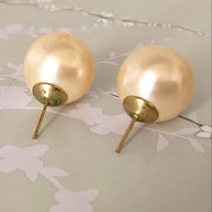 Vintage Large Faux Pearls - Pierced - Gold Backing & Posts